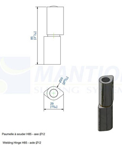 Zawias do wspawania MANTION 1512GJSO, Ø12 mm, stal czarna