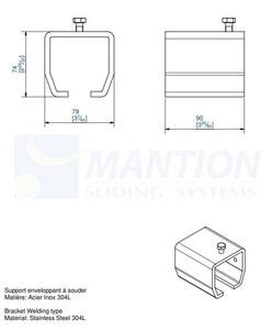 Uchwyt ścienny do wspawania MANTION 9058XA2, stal nierdzewna AISI 304