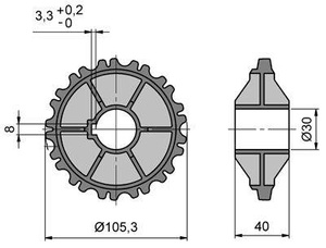 Koło zębate systemu MINK MBS-KR-K3, 13-zębów