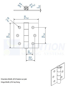 Zawias przykręcany MANTION 1512P, Ø12 mm, ocynk