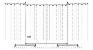Parawan spawalniczy 4000x2000 mm RK ZW3 - trójścienny z kurtyną paskową (pasy 2x300 mm)