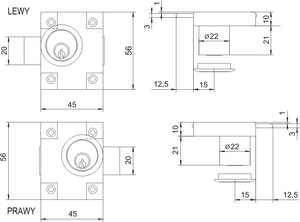 Zamek meblowy LOB ZMB2