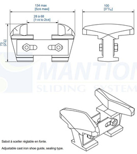 Regulowany prowadnik dolny MANTION 1014, żeliwo