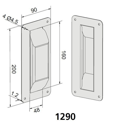 Uchwyt wpuszczany MANTION 1290, ocynk