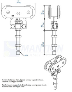 Wózek 4-kołowy MANTION 0265L, ocynk