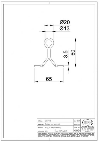 Dolna szyna prowadząca, profil U Ø20 mm