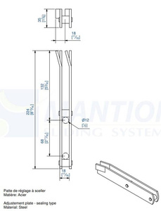 Podwójny regulowany uchwyt ścienny do wbetonowania MANTION 5045, ocynk