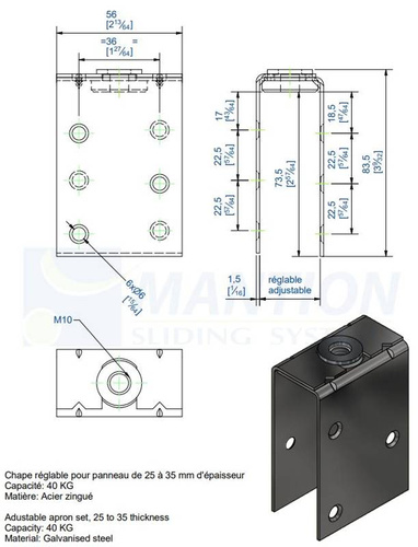 Zakładka wzmacniająca do skrzydeł drewnianych MANTION 0031, ocynk