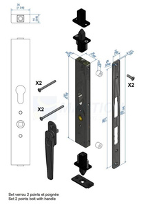 Zestaw 2-punktowego zamka ryglowego MANTION GH10430BO-01, do nieparzystej liczby paneli.