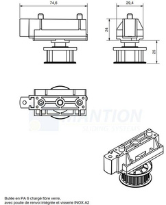 Zwrotna rolka zębata MANTION 11286XA2-SYN do jednoczesnego przesuwu dwóch okiennic