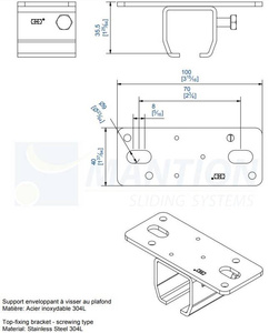 Uchwyt sufitowy MANTION 9018HXA2, stal nierdzewna AISI 304