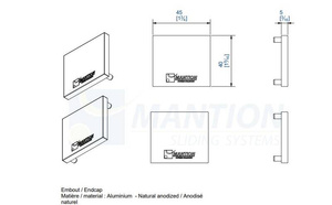 Zaślepka szyny MANTION 11052D do systemu SAF-SLIM, aluminium