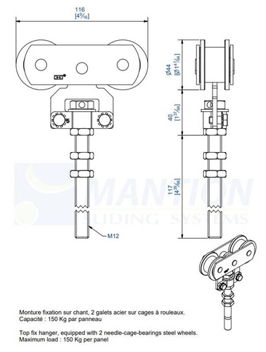 Wózek 4-kołowy MANTION 0255AL, ocynk
