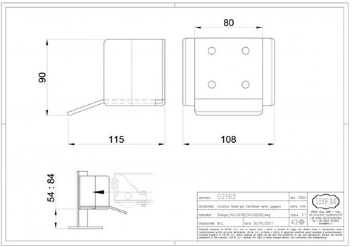 Gniazdo najazdowe IBFM do szyny nośnej 57x67 mm, typ 2162