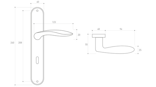Klamka drzwiowa Metal-Bud BLANKA 72 mm