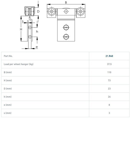 Wózek 4-kołowy NIKO 21.R40, ocynk