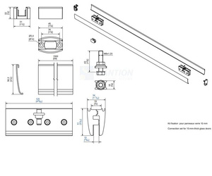 Zestaw do drzwi szklanych 10 mm MANTION K0001440, aluminium