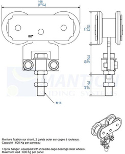 Wózek 4-kołowy MANTION 0285, ocynk