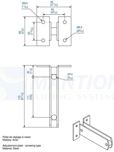 Podwójny regulowany uchwyt ścienny do przykręcenia MANTION 6261, ocynk