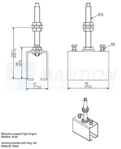 Łącznik szyny z przedłużonym trzpieniem MANTION 5041ML, ocynk