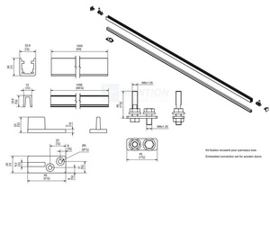 Podtynkowy zestaw do drzwi drewnianych MANTION 26FC, aluminium