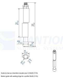 Prowadnik dolny do wspawania MANTION 1106SO, ocynk