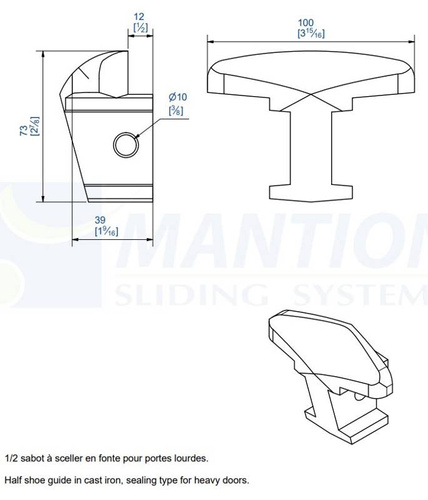 Prowadnik dolny MANTION 1015, żeliwo