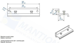Ścienny łącznik szyny MANTION 10063M, aluminium
