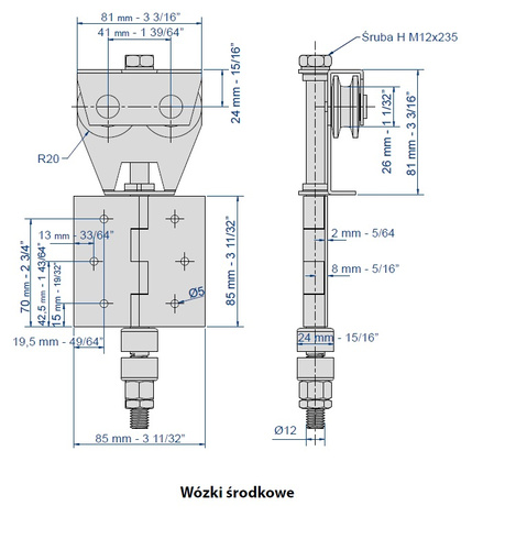 Wózek 4-kołowy MANTION BOB50, koła poliamidowe