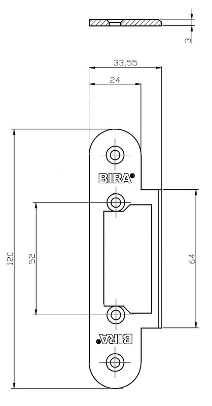 Blacha płaska zamknięta do elektrozaczepów BIRA OK-C2 stal nierdzewna
