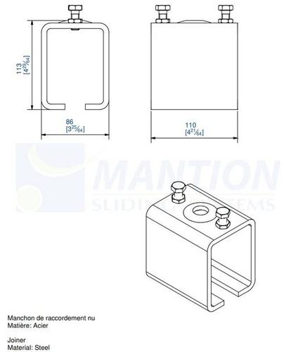 Łącznik szyny MANTION 8578M, ocynk