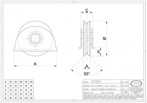 Koło jezdne 2-łożyskowe profil V z podporą dolną
