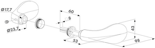 Zaokrąglona klamka Locinox 3006C, aluminium