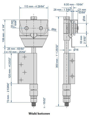 Wózek 4-kołowy MANTION BOB100E, koła poliamidowe