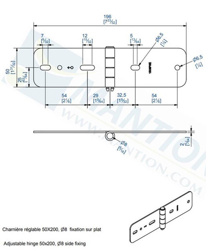 Zawias przykręcany MANTION 1508PSE, Ø8 mm, ocynk