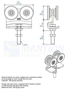 Wózek 4-kołowy MANTION 2262, koła nylonowe