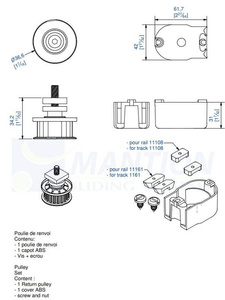 Zwrotna rolka zębata MANTION 10189 do jednoczesnego przesuwu dwóch okiennic