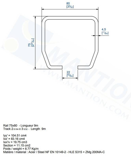 Szyna nośna MANTION HERCULE 9060, ocynk