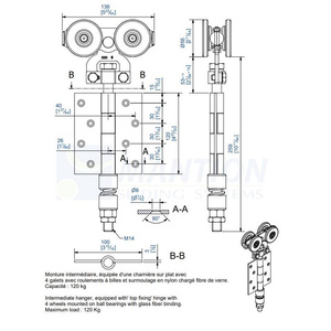 Wózek 4-kołowy z zawiasem MANTION 0362, ocynk