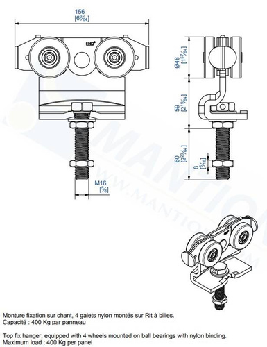 Wózek 4-kołowy MANTION 9252N, koła nylonowe
