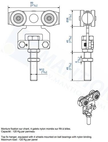 Wózek 4-kołowy MANTION 9235N, koła nylonowe