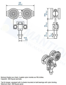 Wózek 4-kołowy MANTION 9265N, koła nylonowe