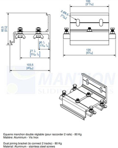 Podwójny łącznik szyny MANTION 11113MD, aluminium