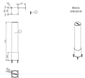 Elastyczny słupek ochronny d-flexx Bravo 1200 mm z ruchomym pierścieniem