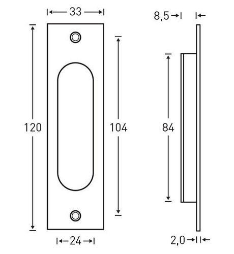 Uchwyt wpuszczany Metal-Bud PREMIUM prostokątny