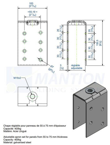 Zakładka wzmacniająca do skrzydeł drewnianych MANTION 0081, ocynk