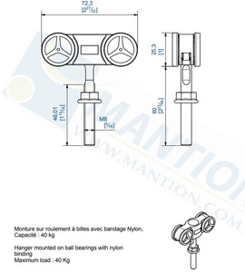Wózek 4-kołowy z krótkim trzpieniem MANTION 11218HC, koła nylonowe