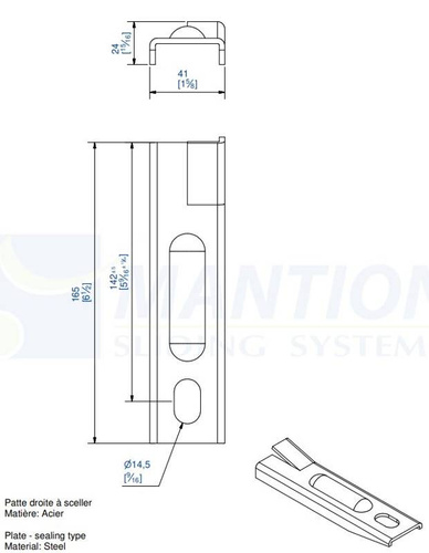 Uchwyt ścienny do wbetonowania MANTION 6257, ocynk