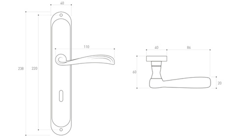 Klamka drzwiowa Metal-Bud ORION 90 mm