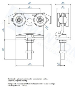 Wózek 4-kołowy MANTION 9252S, ocynk